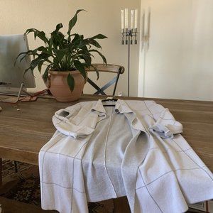 NWT Eileen Fisher White/Dark.Pearl Organic Cotton/Silk Angled Front Cardigan